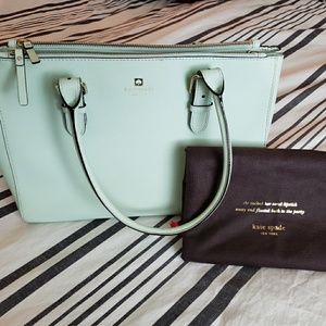 Kate Spade double zipper large tote - mint green